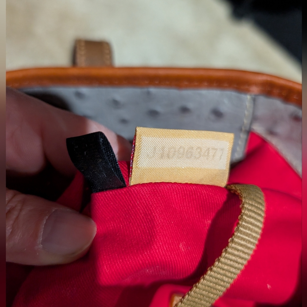 Dooney & Bourke Ostrich Leather Gray and Brown Tote - Picture 4 of 17